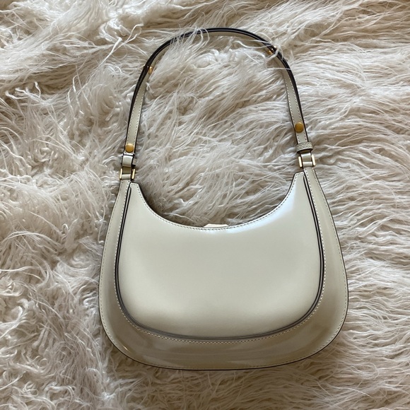 💎NWT💎 Tory Burch Robinson Spazzolato Crescent Shoulder Bag, Shea Butter - Picture 12 of 15